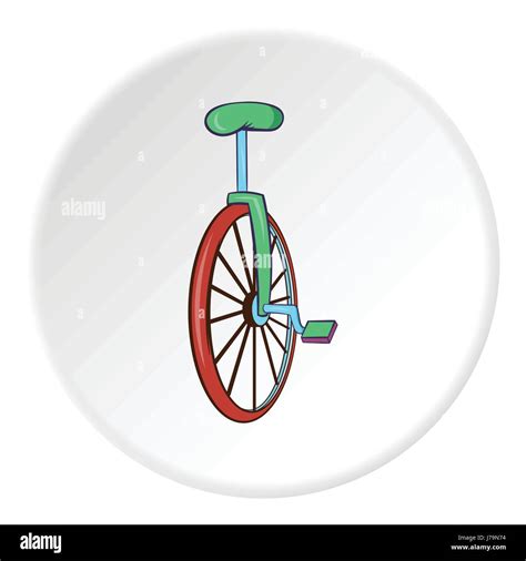 Unicycle Icon In Cartoon Style Isolated On White Circle Background