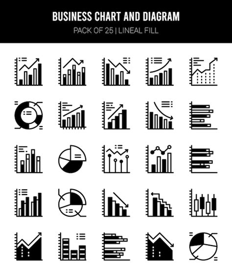 25 ícones De Preenchimento Linear De Gráficos E Diagramas De Negócios