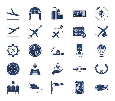 Premium Vector Aviation And Airport Icon Set