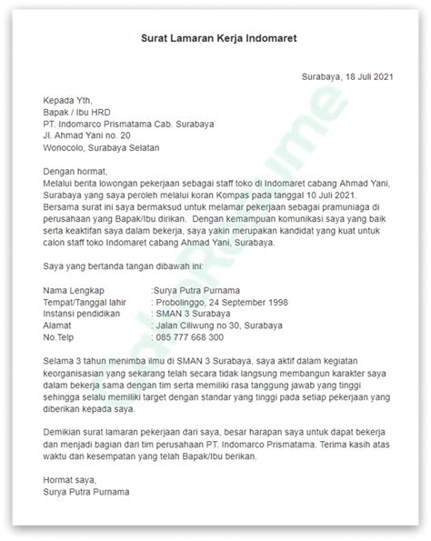 Detail Ukuran Kertas Surat Lamaran Kerja Koleksi Nomer 31