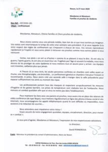 Lettre du directeur EHPAD de Nexon Résidence du Parc