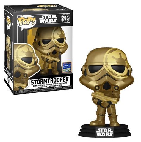 FUNKO POP STAR WARS GOLD STORMTROOPER 296 WONDER CON 2021 EXCLUSIVE TV