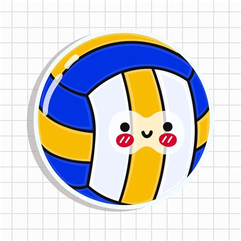 S Volleyball Aufkleber Vektor Hand Gezeichnet Karikatur Kawaii