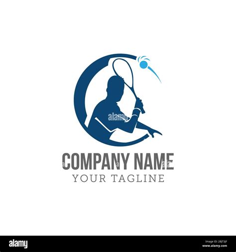 Tennis Player Stylized Vector Silhouette Emblem Or Logo Template Stock