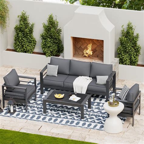 Amazon UDPATIO Outdoor Aluminum Furniture Set 4 Pieces Metal