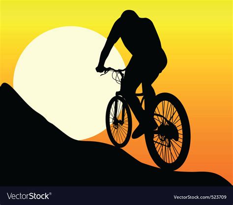 Silhouette Of A Mountain Biker Royalty Free Vector Image