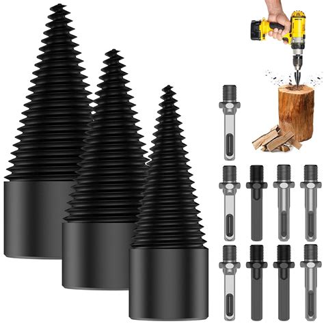 3Pcs Firewood Log Splitter 9pcs Drill Bit Easy Split Drill Bit Wood