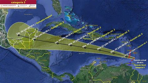 Huracán Beryl mantiene su trayectoria hacia México pero aún lejos