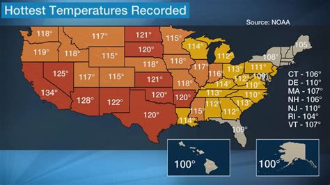 Here Is The Highest Temperature Ever Recorded Each Us States In 2020 With F° C° In Comment R