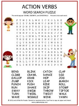 Worksheets Verb Word Search Puzzle Language Thing Names Body The Best