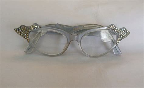 Rare Vtg 50 S 60 S France Cat Eye Wings Aurora Borealis Rhinestone Eyeglasses Vintage