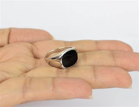 Black Onyx Signet Ring Sterling Silver Signet Ring Men S Etsy