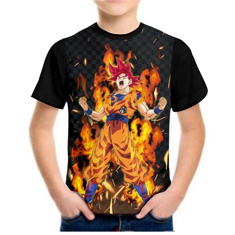 Camiseta Dragon ball goku infantil Masculina Camisa Roupas em Promoção