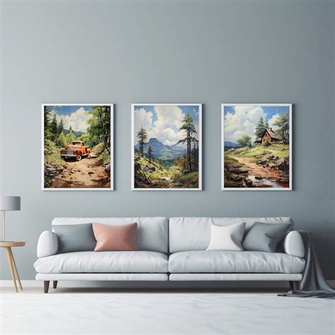 Printable Mountain Art Print Gallery Wall Set Mountain Landscape Cabin