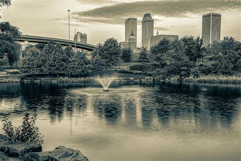 Centennial Park View Of Tulsa Oklahoma Sepia Edition Photograph By