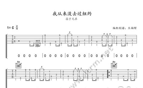 《我从来没去过纽约》吉他谱c调吉他弹唱谱 打谱啦