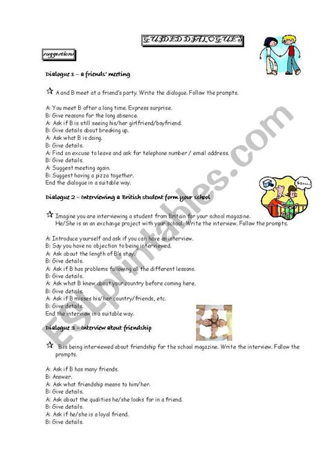 Guided Dialogues Esl Worksheet By Carlaalves