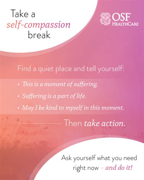 Self Compassion Break Infographic Osf Healthcare Blog