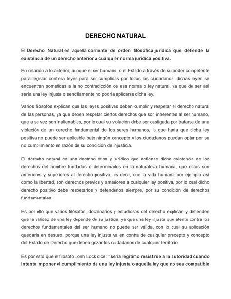 Derecho Natural Y Positivo DERECHO NATURAL El Derecho Natural Es