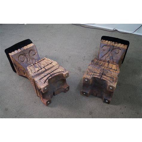 Vintage 1970s Witco Carved Tiki Bar Stools A Pair Chairish