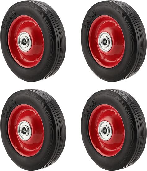 Mouyat 4 Pack 6 Inch Flat Free Solid Rubber Replacement Tires Rubber