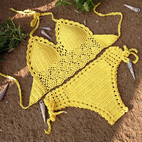 Handmade Crochet Bikini Sexy Two Piece Swimming Suit Beach Tankini Biquinis De Croche Bathing