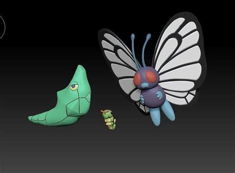 Pokemon Caterpie Metapod Butterfree 3d Print Model 3d Model 3d