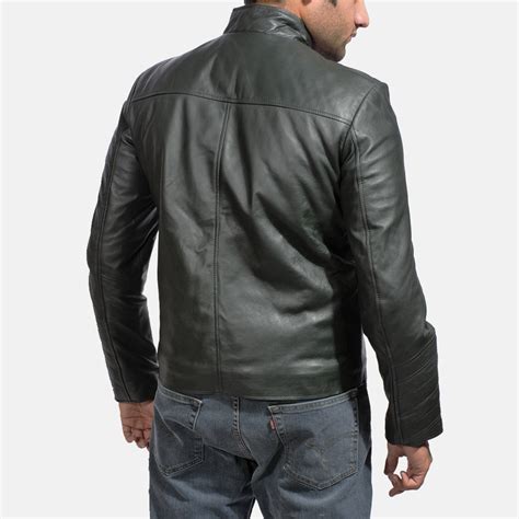 Mens Green Hooded Leather Jacket