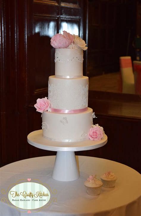 Delicate Pink And White Wedding Cake Decorated Cake By Cakesdecor