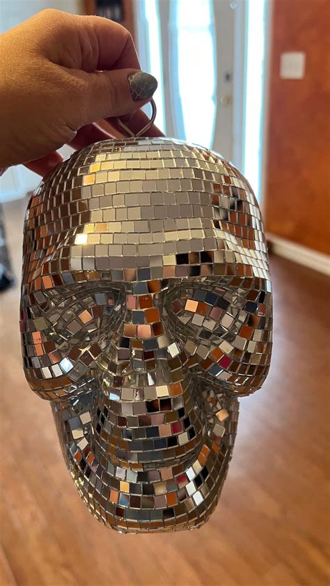 Disco Ball Mirrored Tiled Skullsparkly Skull Halloween Decoration Home