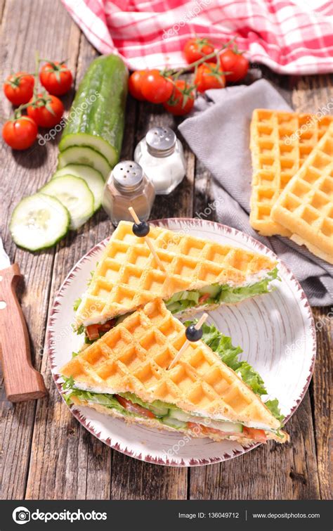 Two waffle sandwiches Stock Photo by ©studioM 136049712