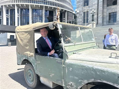 Security Stops Act Leader David Seymour Driving Land Rover Up