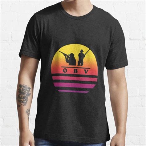 T shirt essentiel avec l œuvre OBV Retro Sunset Chasseur Pêcheur 2