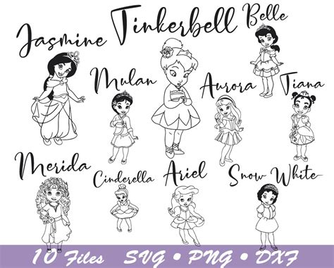 Disney Baby Princess Outline Svg Baby Princess Svg Png Inspire Uplift