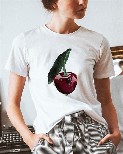 Cherry Original Hand Paint Design T Shirt Purple Cherry Berry Tees