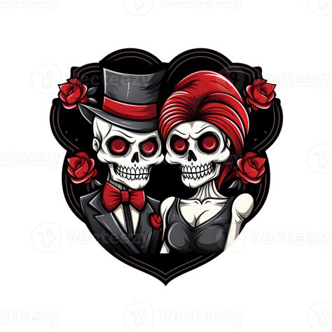 Ai Generated Skull Couple Art Illustrations For Stickers Tshirt Design Poster Etc 36556092 Png