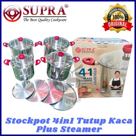 Jual SUPRA Stock Pot 4IN1 Tutup Kaca Steamer Non Steamer Stock