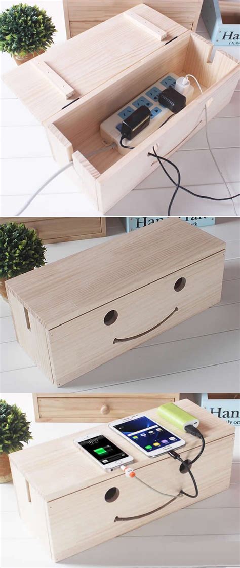 Wooden Cable Cord Organizer Box Cablebox Cable Management System