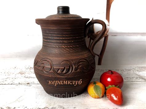 Гончарный кувшин из красной глины 1.5 л-купить посуду из красной глины ...