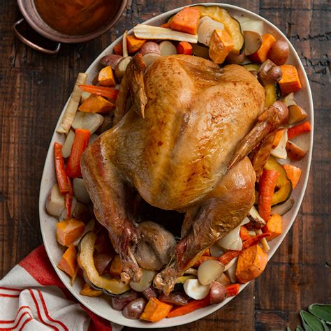 Brown Butter Sage Whole Turkey With Roasted Root Vegetables Shady