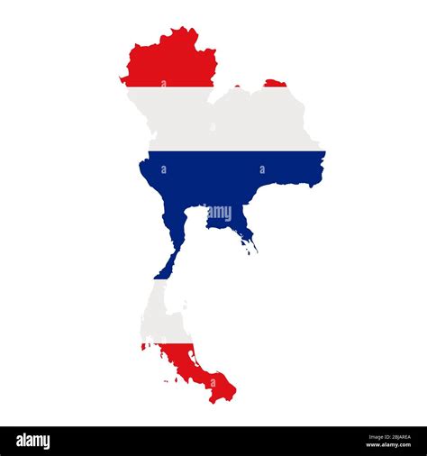 Thailand flag map. Country outline with national flag Stock Photo - Alamy