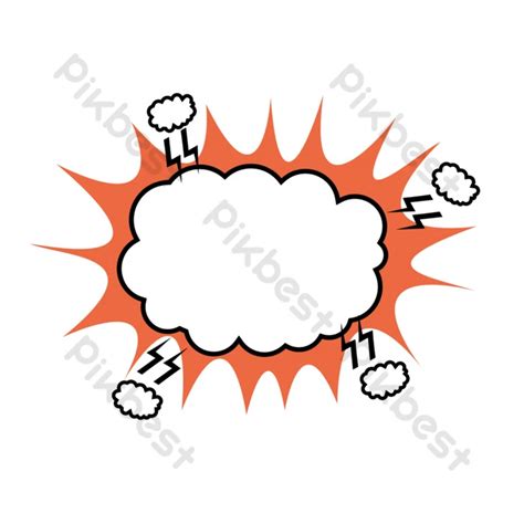 Cartoon Cute Explosion Cloud Dialog Bubble Border Conversation Box