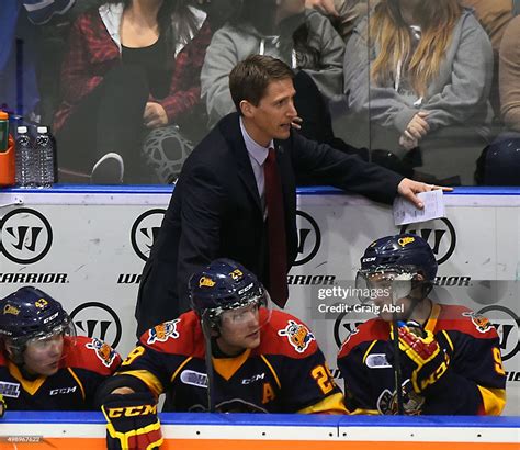 Otter's coach Kris Knoblauch of the Erie Otters watches the play ...