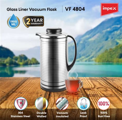Impex Glass Liner Vacuum Flask Hot Cold Vf Westore