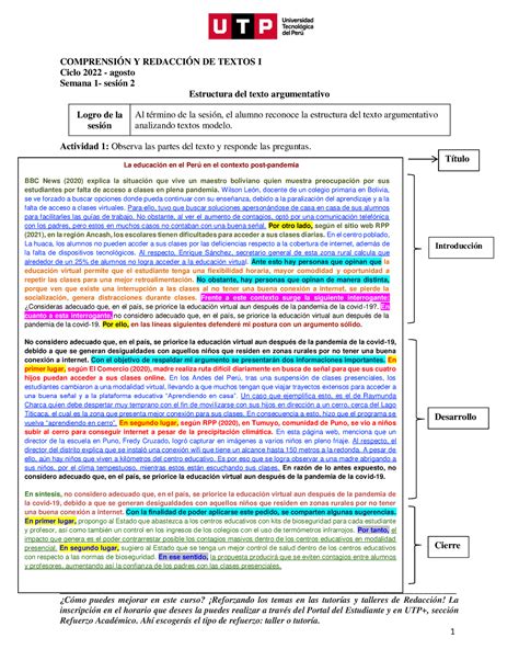 S01 S2 Material Estructura Del Texto Argumentativo 2022 Agosto 2