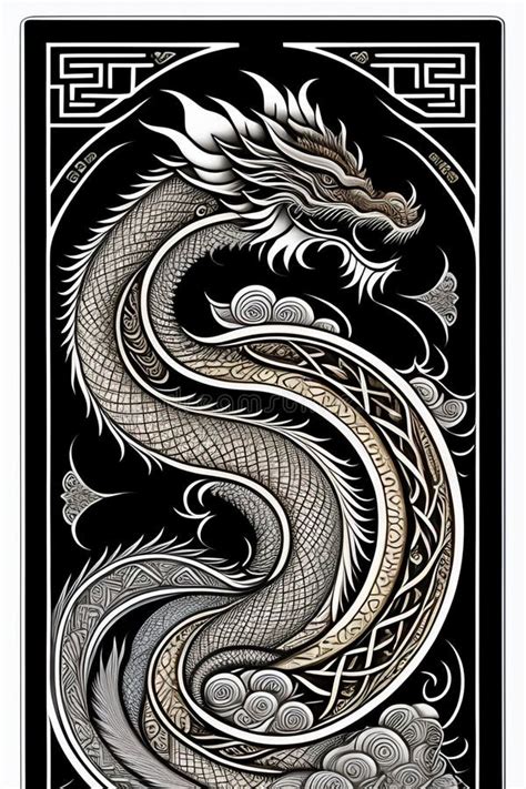 Golden Japanese Dragon for Printing on Paper and for Tattoo Design Stock Illustration ...