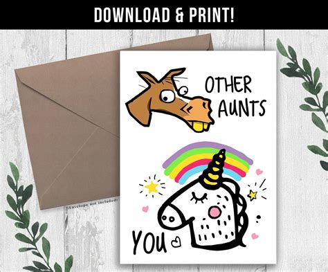 Digital Download Funny Birthday Card For Aunt Other Aunts Etsy