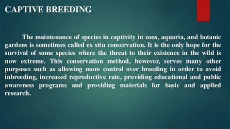 Captive breeding with case studies