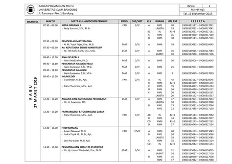 Jadwal Uts Semester Genap Ta Himatika Unisba Himpunan