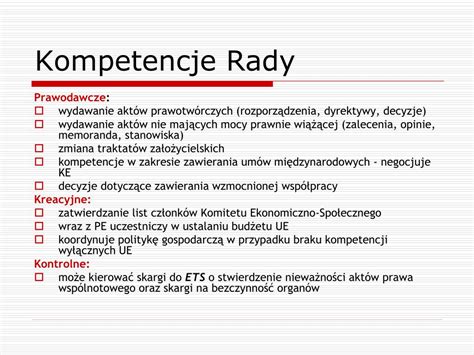 Ppt Instytucje I Kompetencje Unii Europejskiej Powerpoint